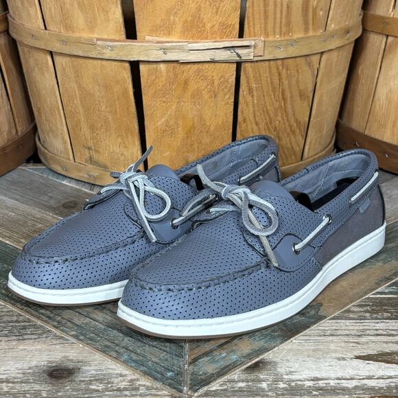 Sperry Coastfish 2-Eye Gray Perforated Leather Lace-Up Boat Shoes Womens Size 10 - Picture 3 of 11
